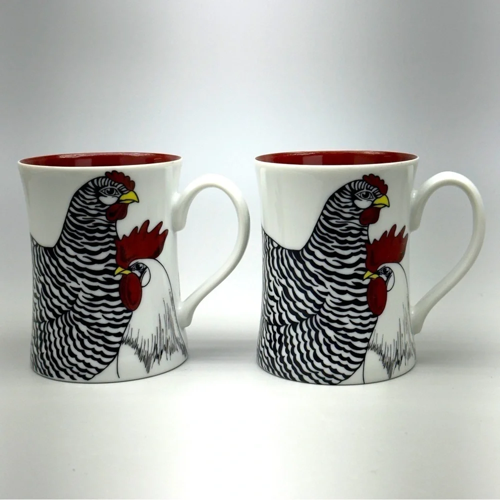 Fitz and Floyd Coq du Villages Chicken Mugs